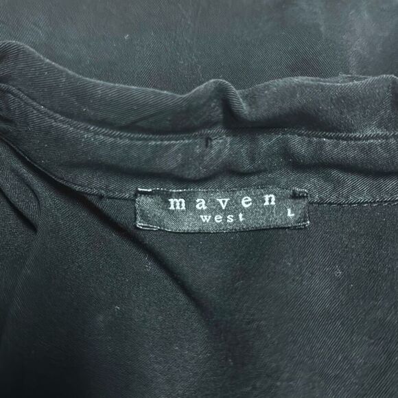 Maven West Women’s Black Frayed Button Front Sleeveless Dress Size Large NEW - Picture 7 of 9